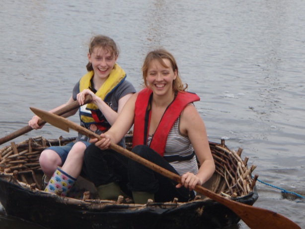 Charlotte and Cristin in the Coracle